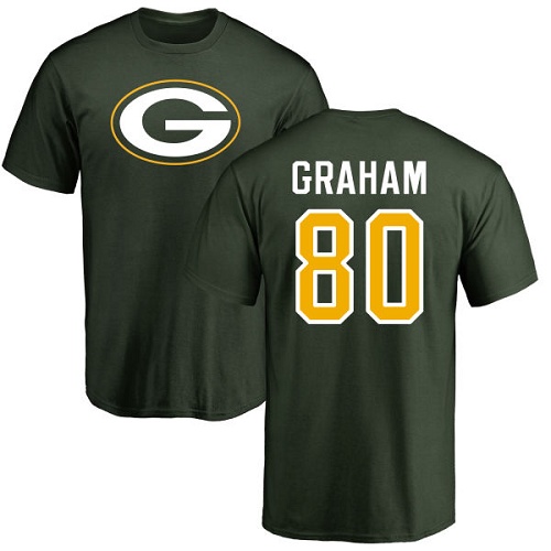 Men Green Bay Packers Green #80 Graham Jimmy Name And Number Logo Nike NFL T Shirt->nfl t-shirts->Sports Accessory